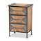 Baxton Studio Laurel Rustic Antique Grey Metal and Whitewashed Oak Brown Finished Wood 3-Drawer Nightstand 182-11736-Zoro - alternate 1